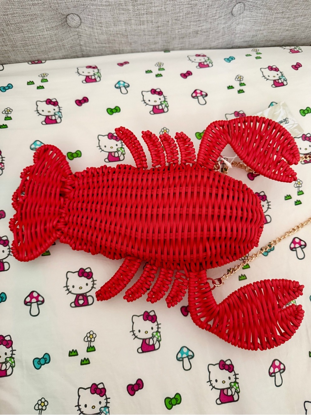 NWT Tommy Bahama red Lobster wicker straw bag purse with gold chain viral rare - Picture 10 of 12